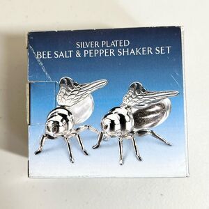 NIB Godinger Silver Art Silver Plated Bee Salt & Pepper Shaker Set